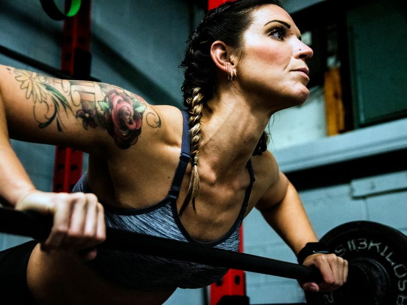 Detail of a person focusing during exercise session